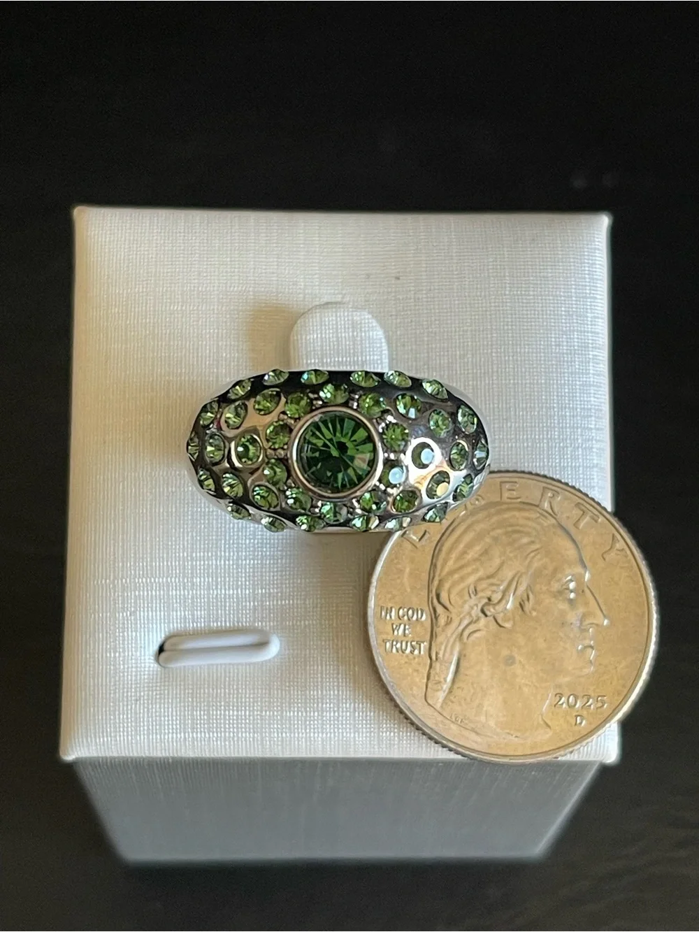 Green Crystal Cocktail dome Ring